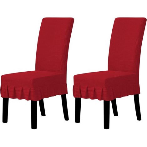 fundas elásticas rojas para sillas Parsons con faldón – Fundas para comedor, restaurante y banquetes (1/5)