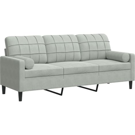 Maison Exclusive - Divano a 3 Posti con Cuscini Grigio Chiaro 180 cm in Velluto