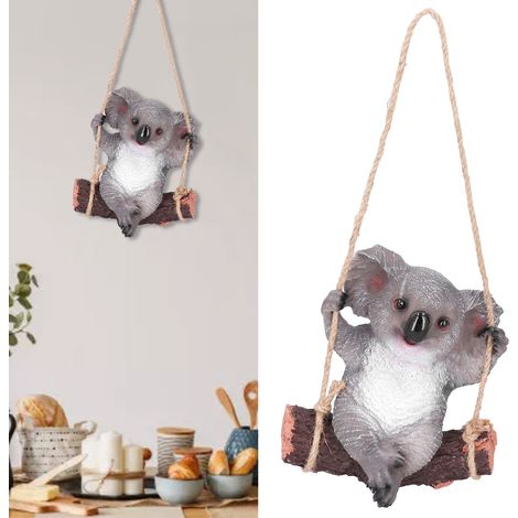 Escultura colgante de koala – Figura de animal para exteriores hecha de resina – 23 x 12 x 24 cm / 830 g – Decoración para terraza, jardín y sala de estar (1/5)