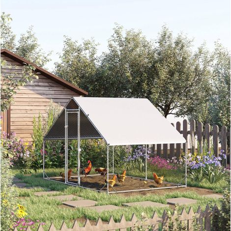 Hühnergehege aus Stahl 300 x 200 x 200 cm mit Abdeckung und Tür OKMYHOME (1/5)