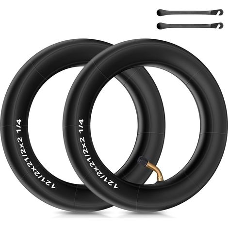 Lot de 2 Chambre à Air, 12 1/2"x 2 1/4" Chambres à Air Renforcée avec Valve coudée 45° Compatible Pneu Gonflable pour Trottinette Vélo Pliable Poussette (1/5)
