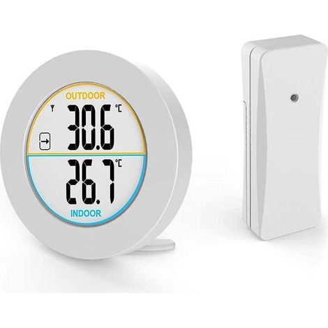 Thermomètre d'intérieur et d'extérieur, thermomètre numérique sans fil avec sondes, affichage LCD HD de la température (1/4)