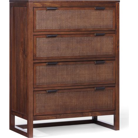 Teamson Home Hatteras Chest of Drawers 4 Drawer Bedroom Dresser, Walnut (1/5)