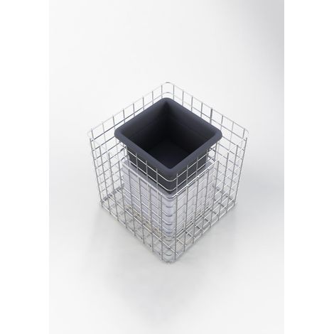 Gabiondeco - Colonne de fleurs. hauteur de 42cm. superficie de 42x42 cm. maille de 5x5 cm. galvanisé à chaud . pot inclus - Made in Germany (1/5)