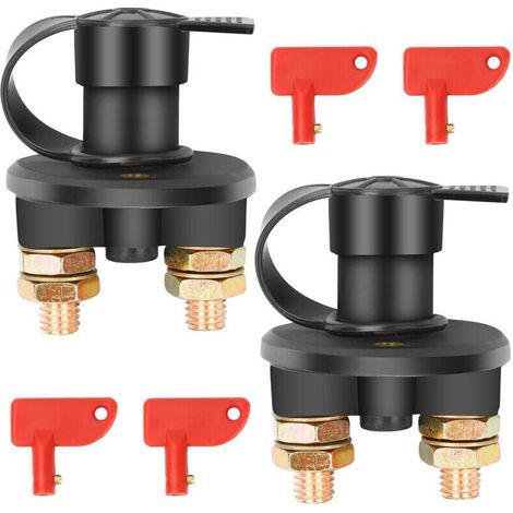 Lot de 2 disjoncteurs de batterie 12V/24V, interrupteur marche/arrêt pour batterie de voiture, yacht, bateau, camion, bus, camping-car, voiture, moto