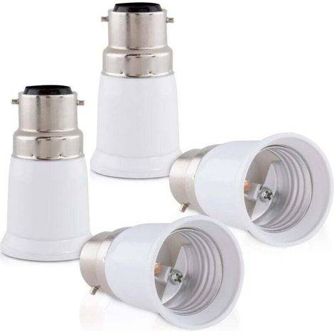 4-teiliger Fassungsadapter – B22 auf E27 für LED- und Halogenlampen, schnelle und werkzeuglose Montage