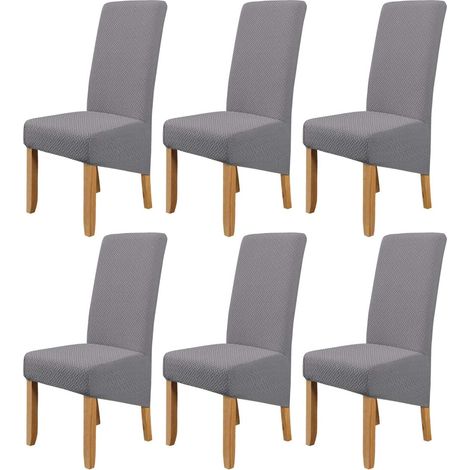 4/6PCS Stretch Dining Chair Covers, Removable and Washable High Back Chair Covers for Hotel Wedding Decor (Silver Grey, 6PCS) (1/5)