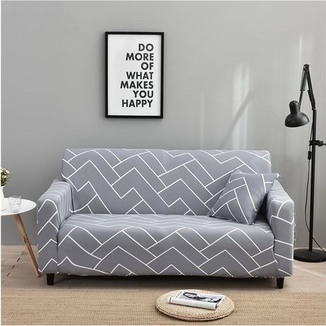 Housse de canapé Hggzeg, tissu élastique haute extensibilité, housse pour canapé 1, 2 ou 3 places, housse de chaise imprimée, protection antidérapante pour meubles, lavable en machine (1 place, noir, (1/5)