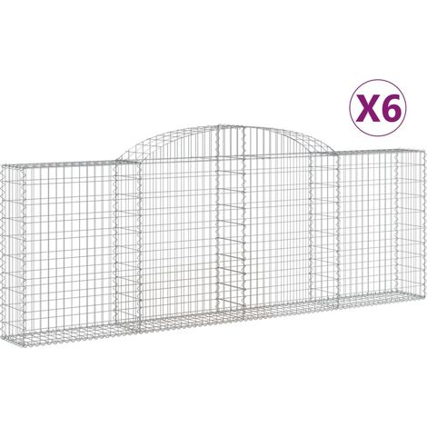 Paniers à gabions arqués 6 pcs  Mur en gabion 300x30x100/120 cm fer galvanisé