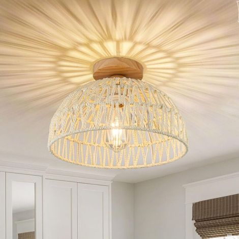Plafonnier en rotin, lustre bohème, suspension tissée main, lustre de style wabi-sabi pour maison de campagne, chambre, couloir, entrée, cuisine (1/5)