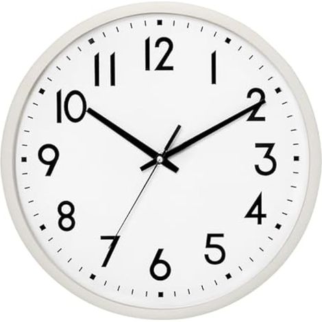 Horloge murale silencieuse Quartz, 8" à piles, moderne pour maison, cuisine, bureau (cadre beige)