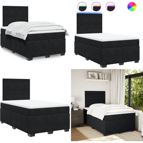 Boxspringbett mit Matratze Schwarz 120x200 cm Samt - Boxspringbett - Doppelbett - Samtbett - LED Beleuchtung - Höhenverstellbares Kopfteil - Home & Living (1/5)