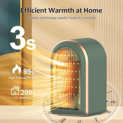 Chauffage électrique petit radiateur soufflant PTC à économie d'énergie cinétique silencieux 1200W 800W Céramique (1/3)