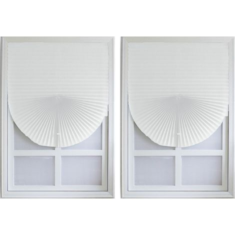 Set mit 2 kabellosen, verdunkelnden Plissees aus Stoff, die sich leicht zuschneiden und im Raum (Schlafzimmer, Büro, Fenster) montieren lassen.