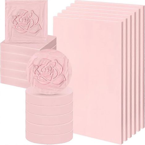 Kit de 18 blocs de gravure en caoutchouc rose souple pour tamponsidéal pour la sculpture sur linoléum. (1/5)