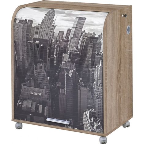 Bureau Informatique Chêne 1 Rideau - Coloris: New York 500 (1/3)