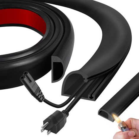 Gaine de câble Ignifuge de 3 m pour câbles TV et Jardin - Gaine Flexible en Silicone pour 2 à 3 Cordons - Gaine autocollante pour câbles électriques pour Bureau à Domicile (Black, 27mm×1M) (1/5)
