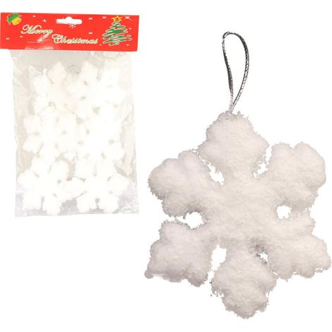 Juego de 6 colgantes de copos de nieve de poliestireno blanco, 6 cm de altura. (1/3)
