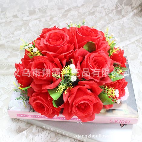 Boule de fleurs pour centre de Table de mariage, 9.8 pouces de diamètre, Arrangement de Roses artificielles, Bouquet, décor de réception nuptiale, rouge (1/5)