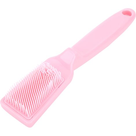 Brosse à légumes Brosse de nettoyage ergonomique pour fruits et pommes de terre poils doux PP rose compacte avec trou de suspension (1/5)