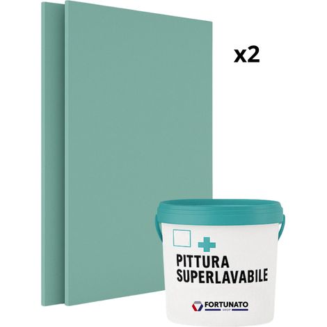 Set 2 idrolastre cartongesso h2 ba13 1200x2000 pittura superlavabile 2,5 l (1/5)