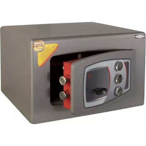 TECHNOMAX - Coffre-fort à fixer à clé double panneton + combinaison 3 boutons, certifié EN 14450:18-S1, 2 pênes, 18 L, 22x35x30 cm (1/5)