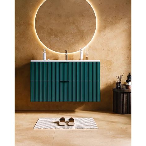 Exagonshop Mobile bagno cannettato 82x47 petrolio opaco lavabo in (1/5)