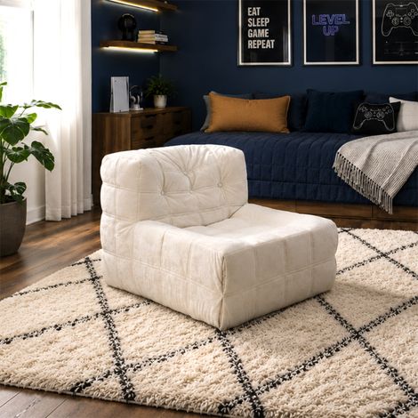 XANDRA - Fauteuil pouf compressé en velours beige