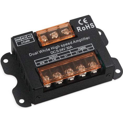 High-speed amplifier for bi-color LED strip DC5-24V 30A, used for power relay control of bi-color LED strips.