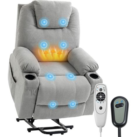 HOMCOM Power Lift Recliner Chair with Vibration Massage, Light Grey