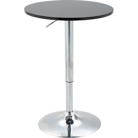 Runder Bartisch Höhenverstellbar Drehtisch Stahl Schwarz Ø61x70-97cm (1/5)