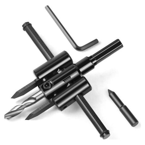30mm à 120mm Cercle Réglable Cutter Scie Kit, Foret Pour Cloison Sèche En Bois Scie Coupe Ronde, Travail Du Bois Trou Trous DIY Outils (30-120mm) (1/5)