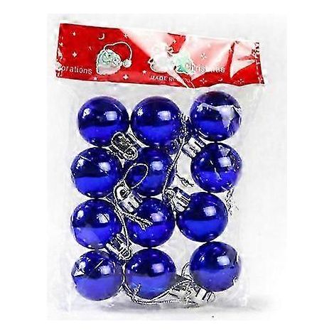 Lot de 12 boules de Noël décorations pour sapin de Noël plastique chromé brillant 3 cm (bleu). (1/5)