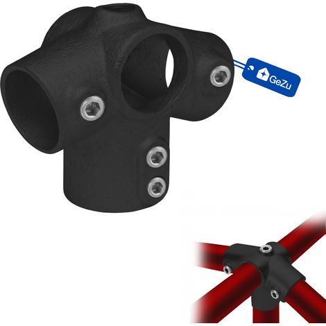 Raccord de faîtage 27½° Ø42 mm galvanisé à chaud noir – connecteur de tuyau de toit fixation crête interclamp – Raccord ubulaire croix, kee klamp, connecteur voies – GeZu Impex