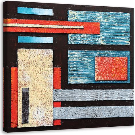 Tableau sur toile Abstrait Turquoise comme peint 60x60 (1/5)