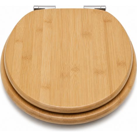 Abattant WC Bambou Massif Déclipsable Frein de Chute Marron (1/5)