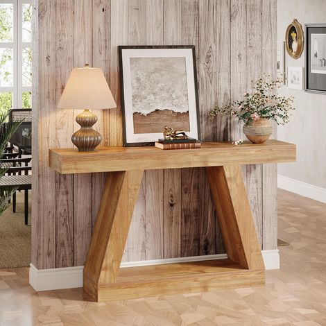 Tribesigns – Table console d'entrée 140 x 30 x 80 cm – Bois de ferme marron – Rangement intégré pour entrée, salon, couloir – Style rustique