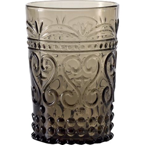 Zafferano Lot de 6 Gobelets Provenzale Gris en Verre Coloré dans la Masse Travaillé à la Main avec Décoration en Relief Élégant pour Table Rustique