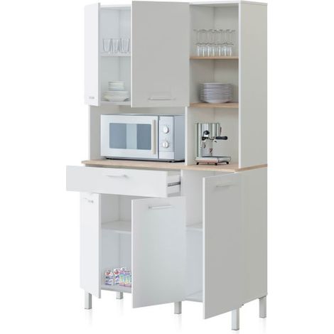 Alacena de cocina con 5 puertas y 1 cajón 108x186 cm Colin Blanco Artik (Blanco Mate) - Roble Canadian (ancho) x 186cm (alto)