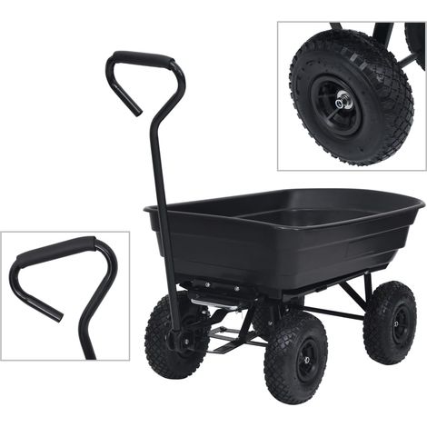 Carrito de mano basculante para jardín 300 kg 75 L negro vidaXL (1/5)