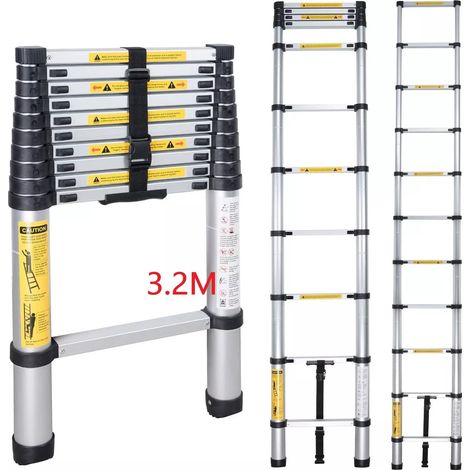 3,2 m Teleskop-Aluminiumleiter, tragbar, Tragkraft 150 kg, multifunktionale Klappleiter