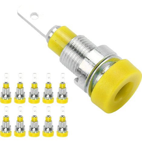 Lot de 10 connecteurs banane en laiton de 2 mm pour panneaux, destinés aux équipements électroniques industriels (jaune) (1/5)