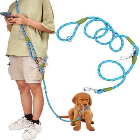 Laisse pour chien mains libres réfléchissante pawstrip, robuste, avec poignée antidérapante, durable, double configuration, en nylon