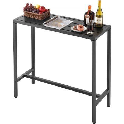 Bartisch, 1000 x 375 x 980 mm, Bistrotisch, Stehtisch mit Metallgestell, rechteckige Esstische, Küchentisch, Tresentisch, Partytisch, Gartenmöbel für Balkon, Garten, Poolrand (1/5)