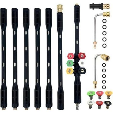 10 Pcs Rallonge pour nettoyeur haute pression avec adaptateur Karcher Compatible pour Karcher K Series K2 K3 K4 K5 K6 K7, 4000PSI Outils de nettoyage de gouttière Rallonge Lance, 1/4 (1/5)