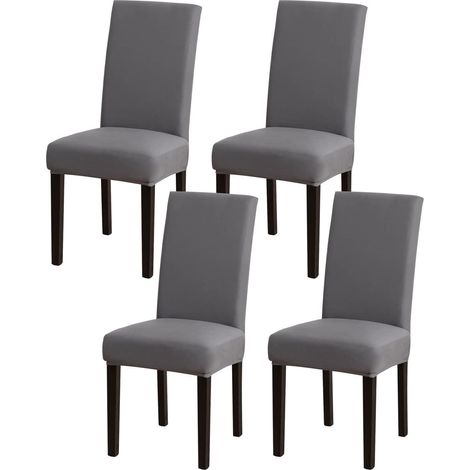 Housses de chaise extensibles et lavables pour salle à manger, lot de 4, gris (1/5)