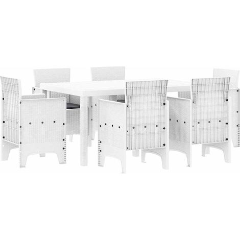 Maison Exclusive - Set da Pranzo per Giardino 7 pcs Bianco Rattan Polt