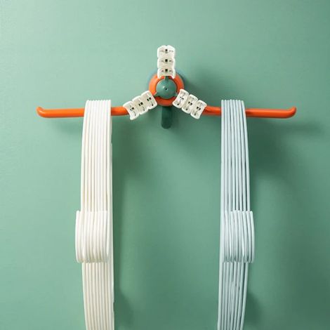Support mural sans perçage 90° robuste, crochet mural porte-vêtements, fixation murale solide pour vêtements et accessoires, organisation maison, vert orange (1/4)