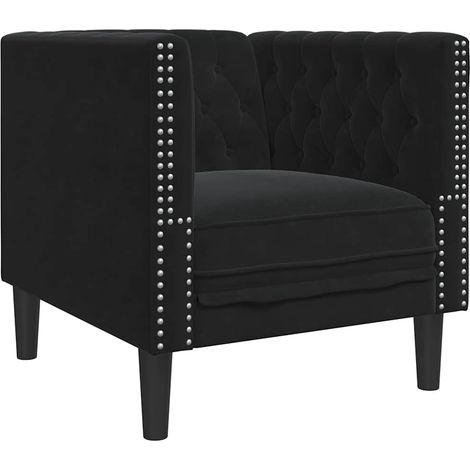 Maison Exclusive - Fauteuil Chesterfield noir velours (1/5)