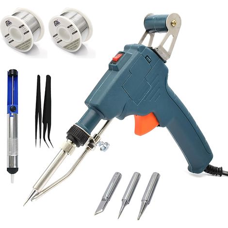 Kit de fer à souder électrique 60 W, pistolet à souder, outil de soudage à une main, fil à souder et pompe à dessouder pour l'électronique et les réparations, fer à souder pour bijoux. (1/5)